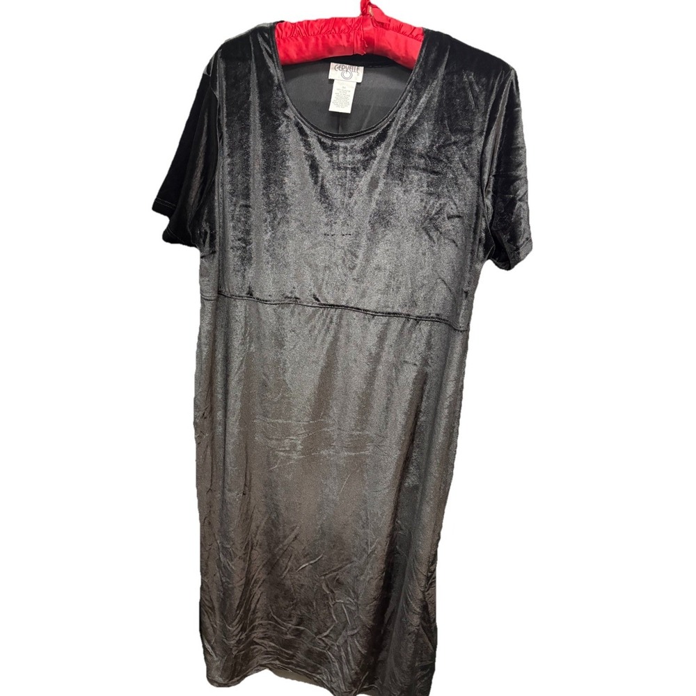 Cervelle Black Velvet Maxi Dress Women's 3X Short Sleeve Empire Waist EUC